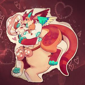 a shaded two-character fullbody with background elements! (ft. apotheoseity on toyhou.se!)