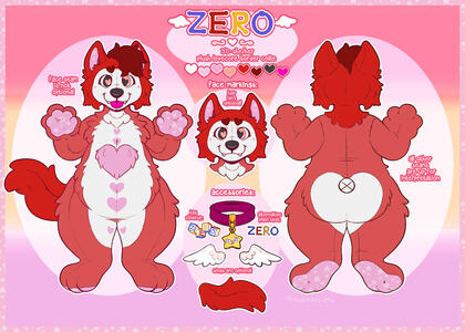 a symmetric ref sheet with front/back view. this also features extra details!